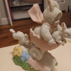 Retired Adorable Snowbunnies Figurine with Pastel Accents